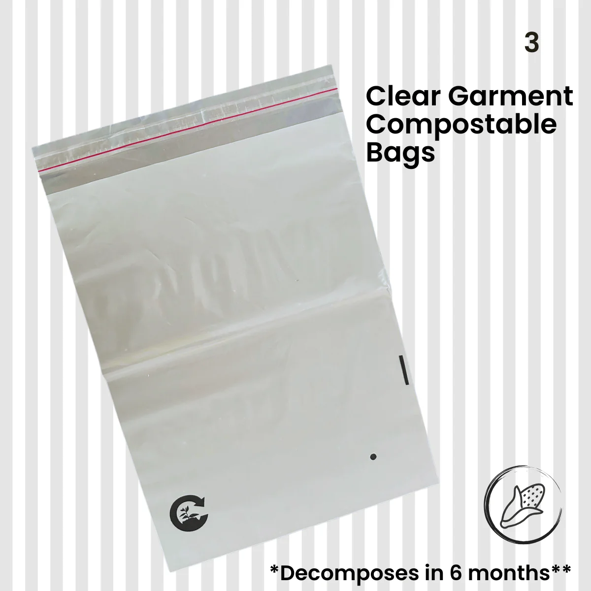 100% Compostable Ecofriendly Clear Garment Bag Pack Of 25 - Image 2