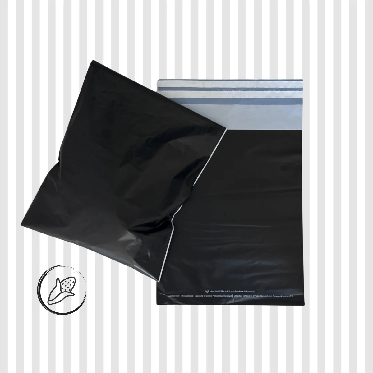 100% Compostable Ecofriendly Plain Black Courier Bag Pack Of 25