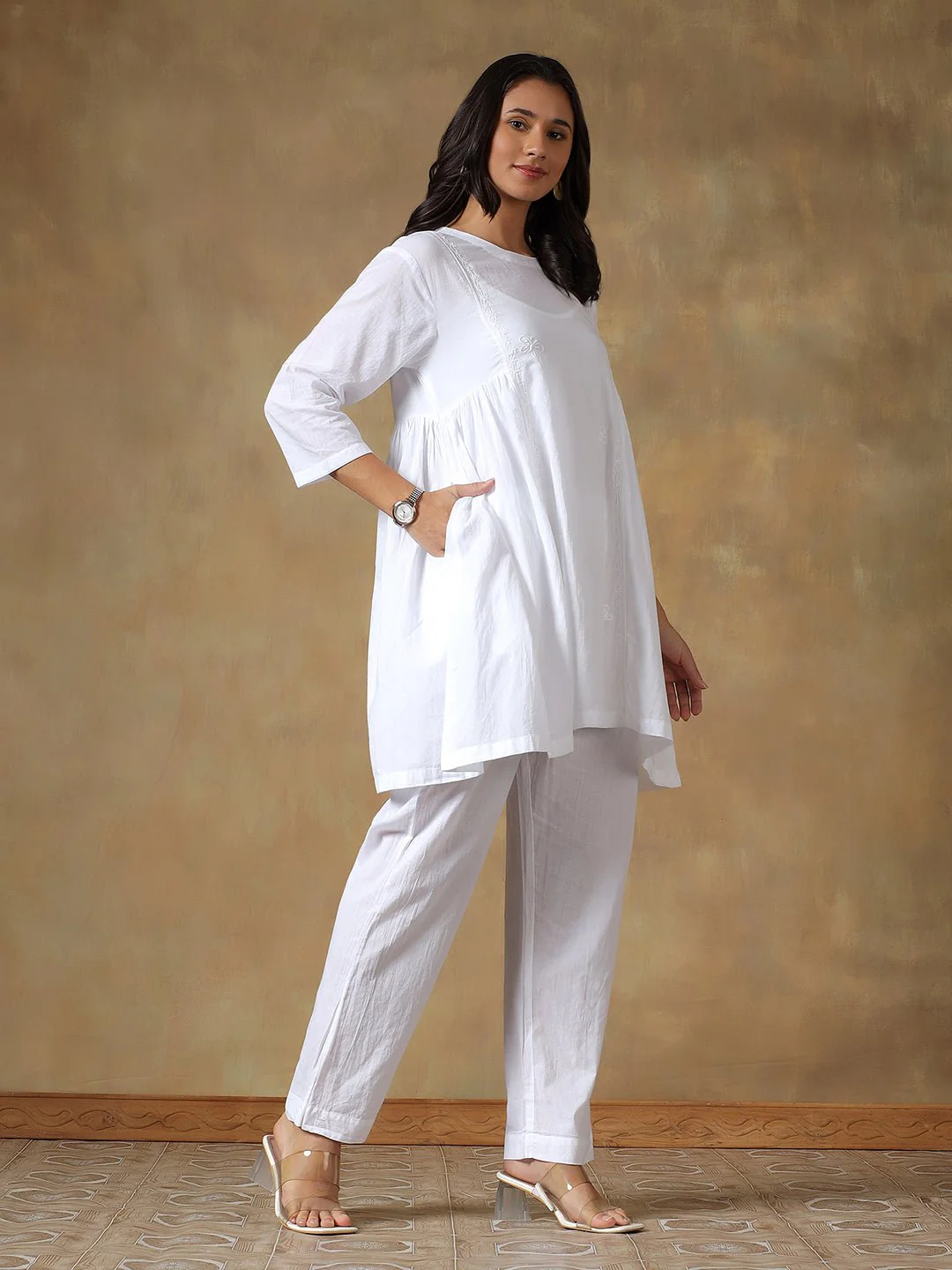 100% Cotton Chikankari Co-ord Set for Women - Image 3