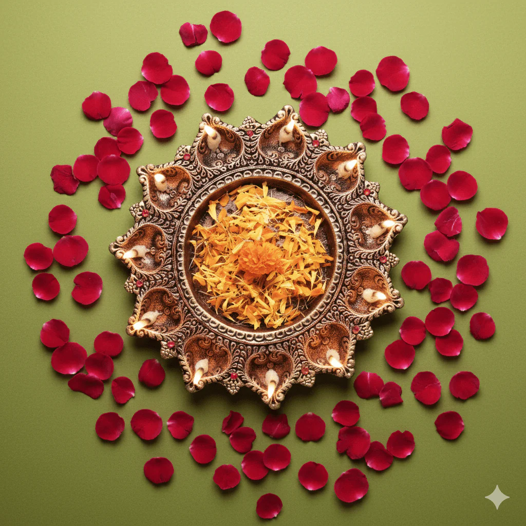 11-Diya Platter Cum Urli – Festive Diwali Home Decor - Image 12