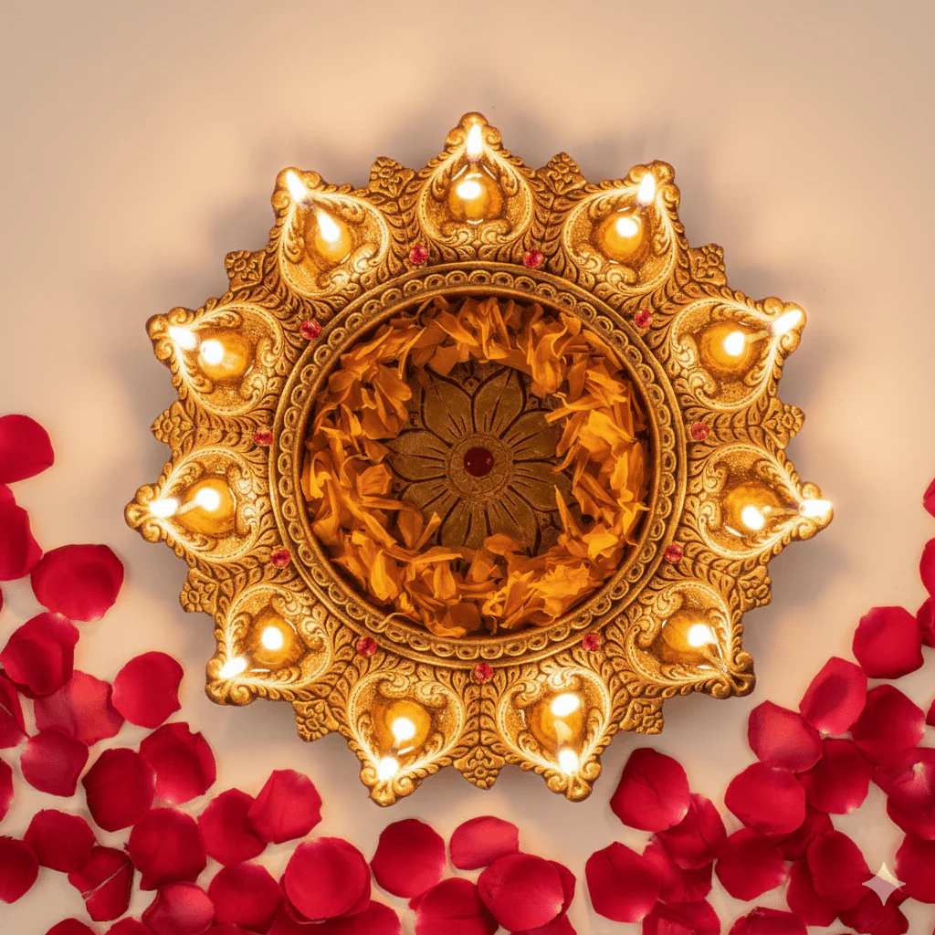 11-Diya Platter Cum Urli – Festive Diwali Home Decor - Image 2