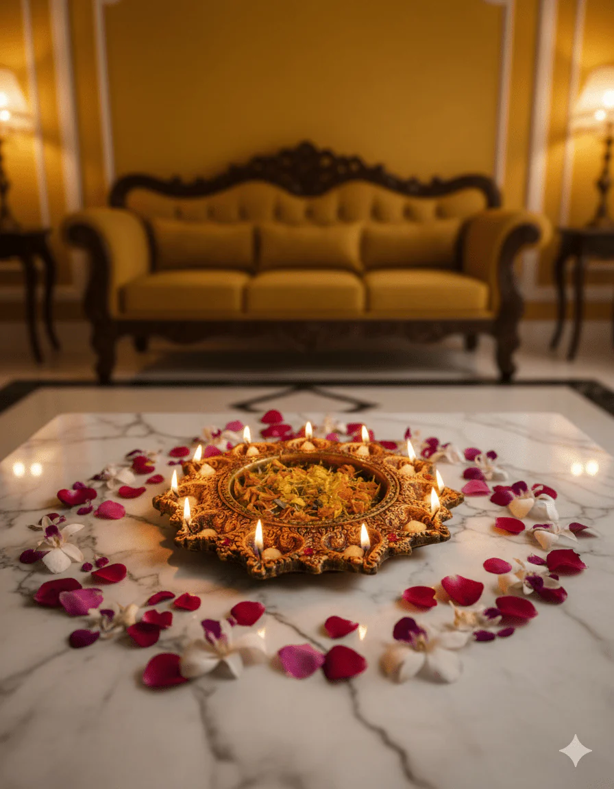 11-Diya Platter Cum Urli – Festive Diwali Home Decor - Image 3