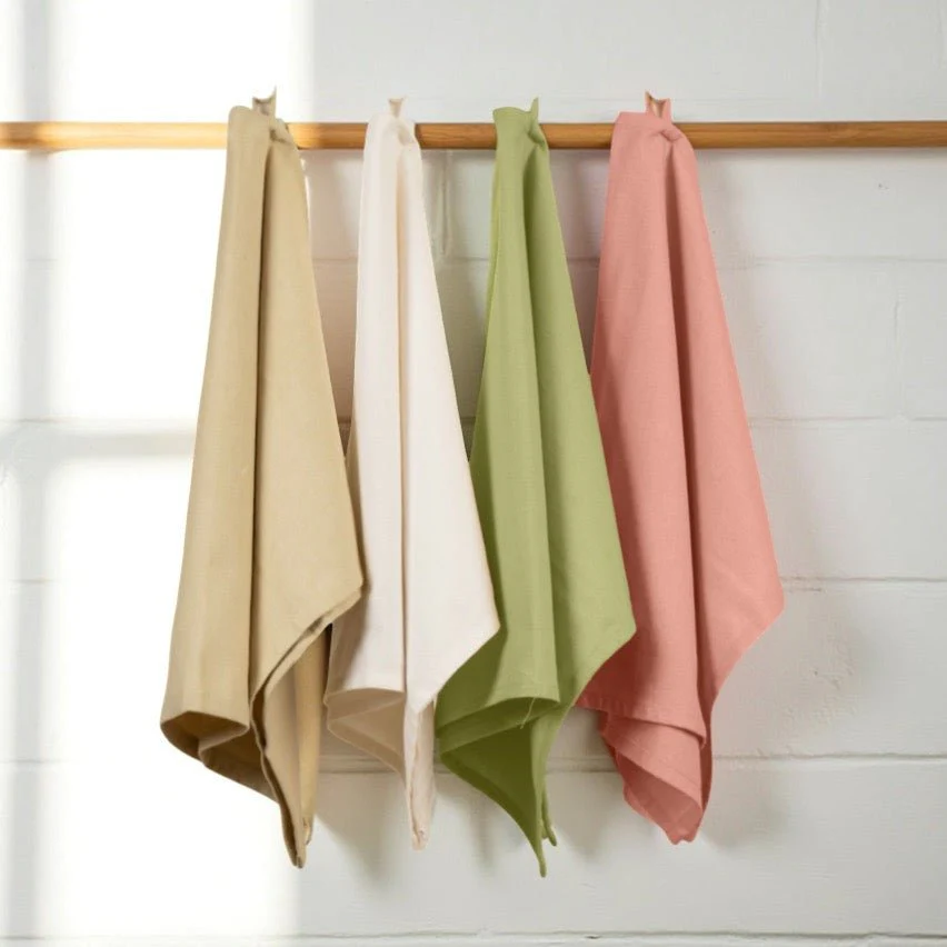 Organic Cotton Kitchen Towels with Plant Based Dyes - (45 cm x 68 cm)