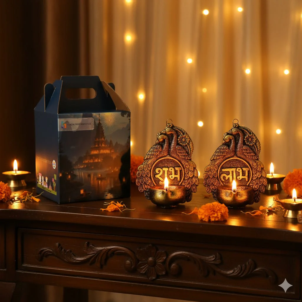 2 Peacock Hanging Diya Set - Diwali Decoration & Festival Lighting - Image 2