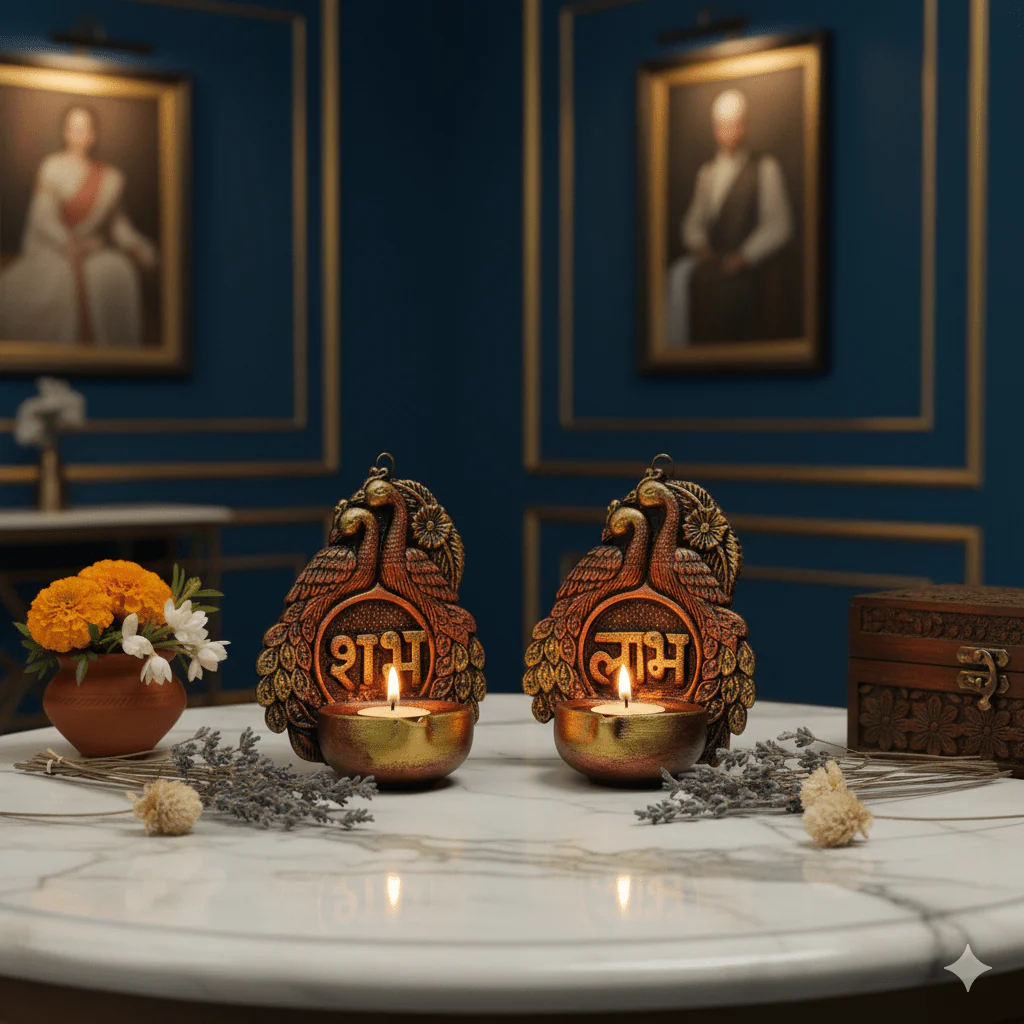 2 Peacock Hanging Diya Set - Diwali Decoration & Festival Lighting - Image 9