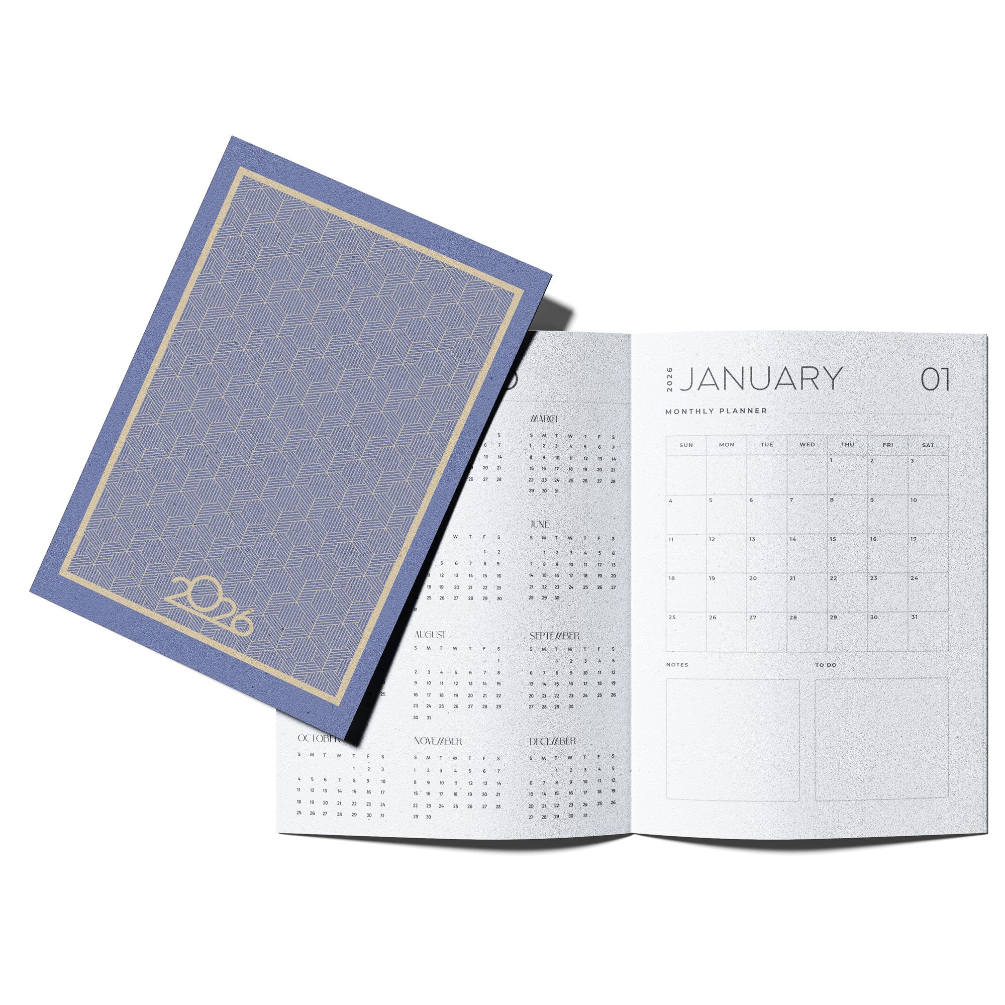 2026 Monthly Planner A4 – Student Desk Notebook | Rich Purple Accents