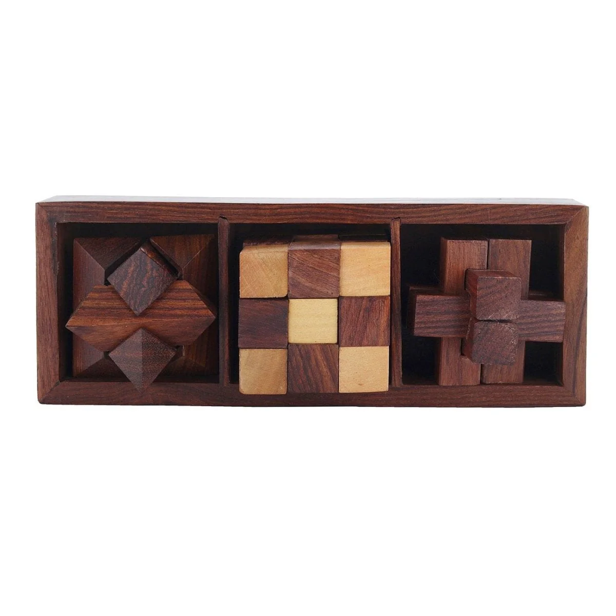 Wooden 3D Puzzles Game 3-in-1 Brain Teaser Game - Image 3