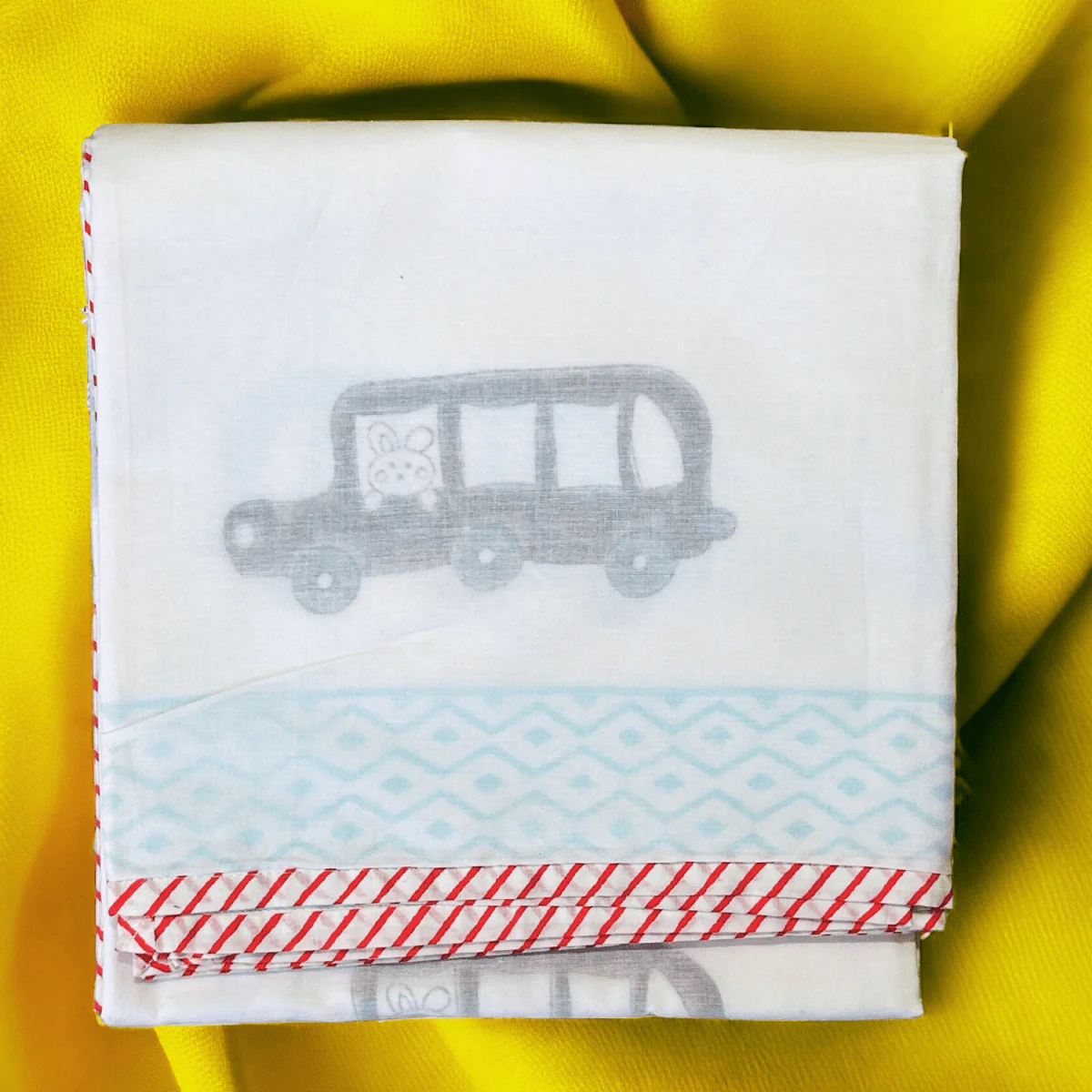 3D Muslin Dohar Blanket – Kids – Handblock Cars Print – 40x60 inches - Image 4