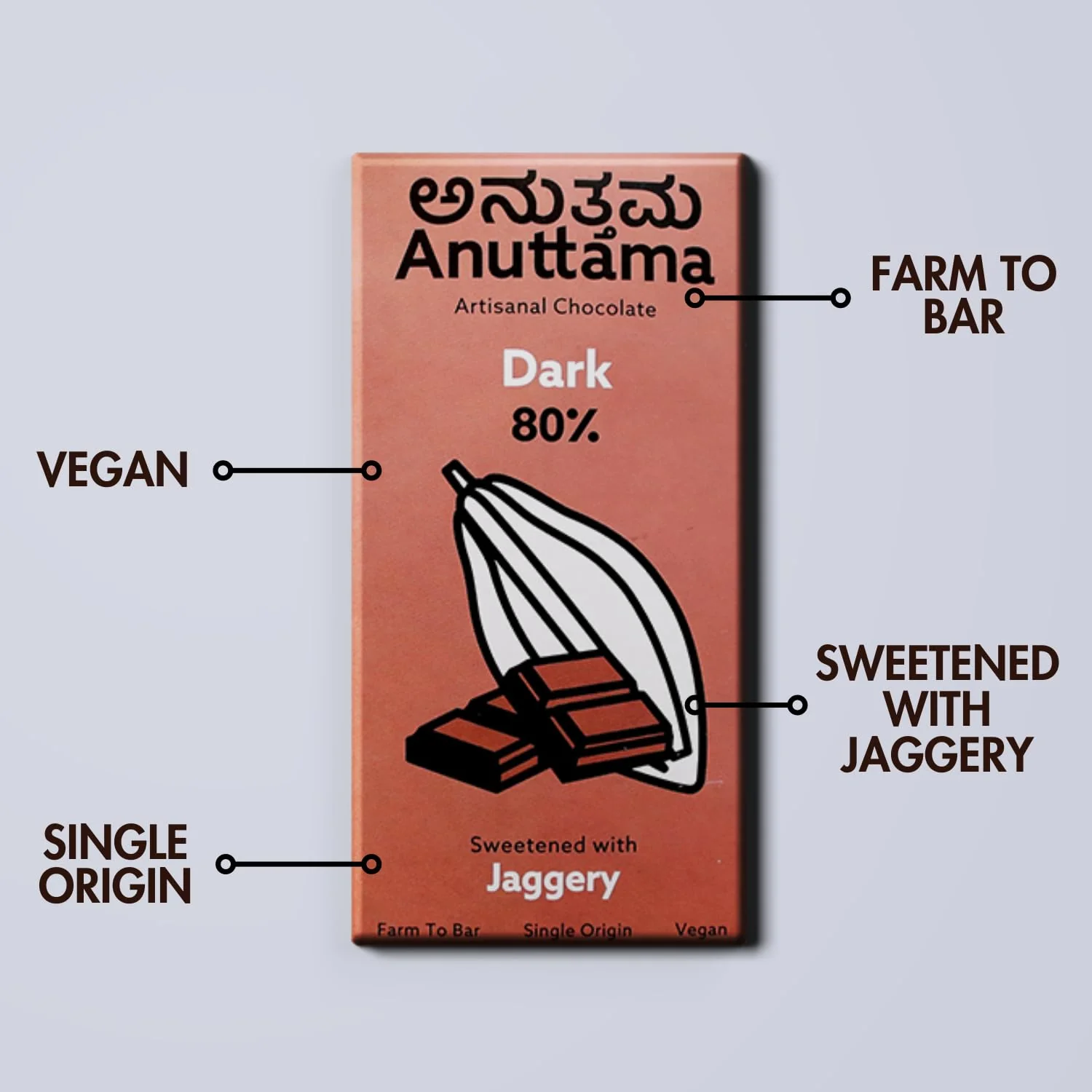 80% Cocoa Dark Chocolate | Naturally Sweetened With Jaggery - Image 3