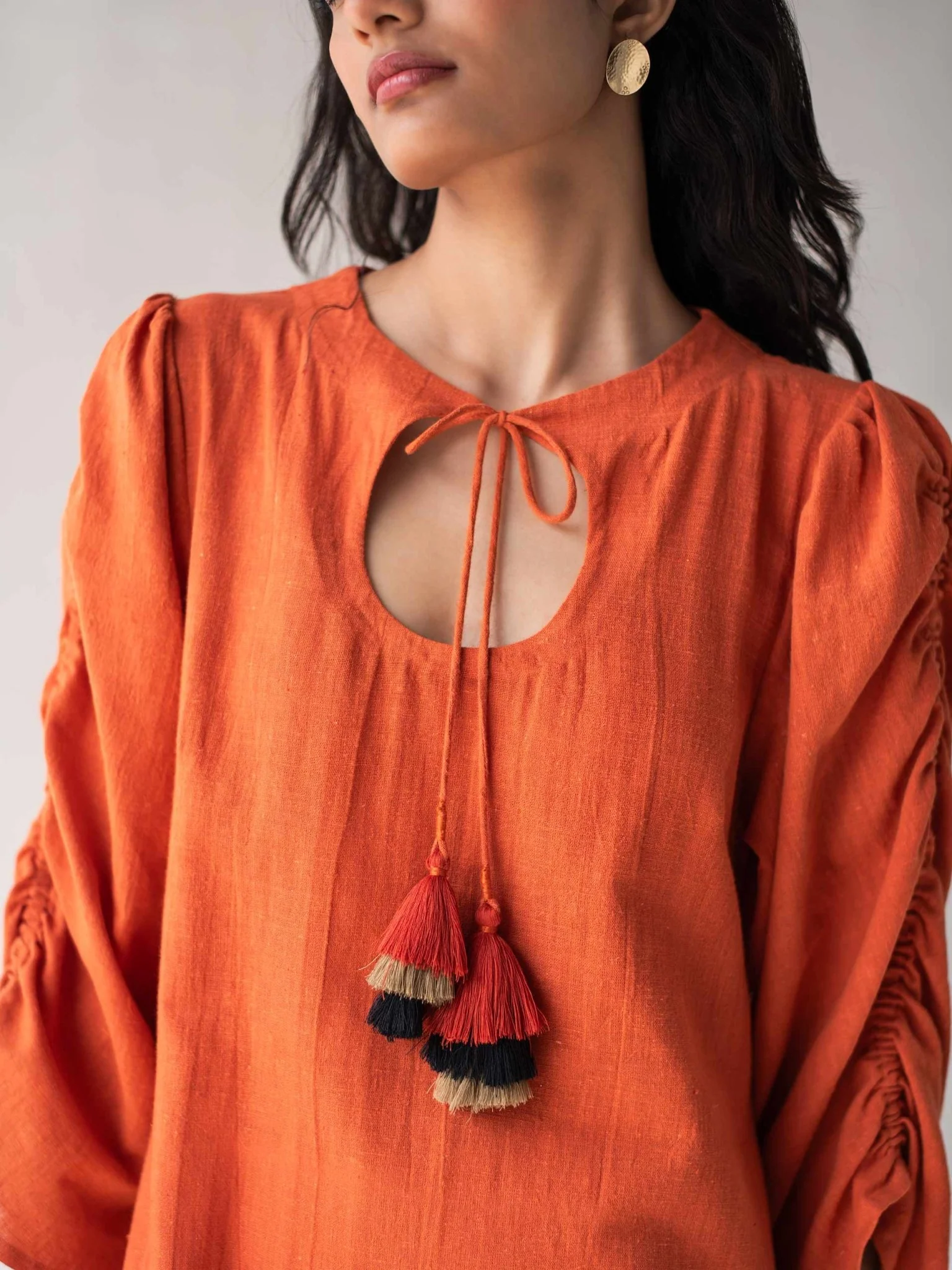 A-Line Dress with Puffed Sleeves | Elegant & Comfortable Cotton Dress - Image 2
