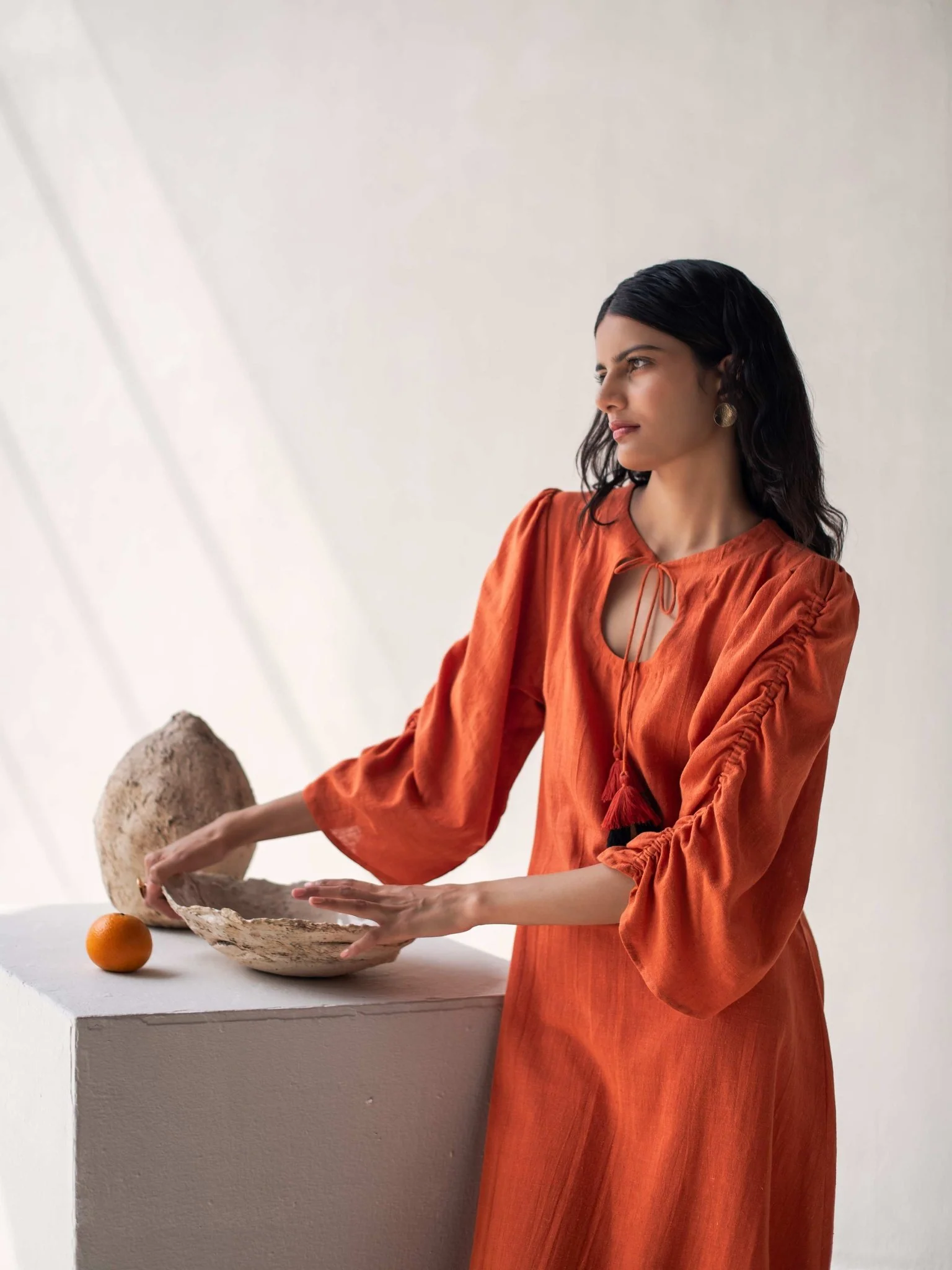 A-Line Dress with Puffed Sleeves | Elegant & Comfortable Cotton Dress - Image 4