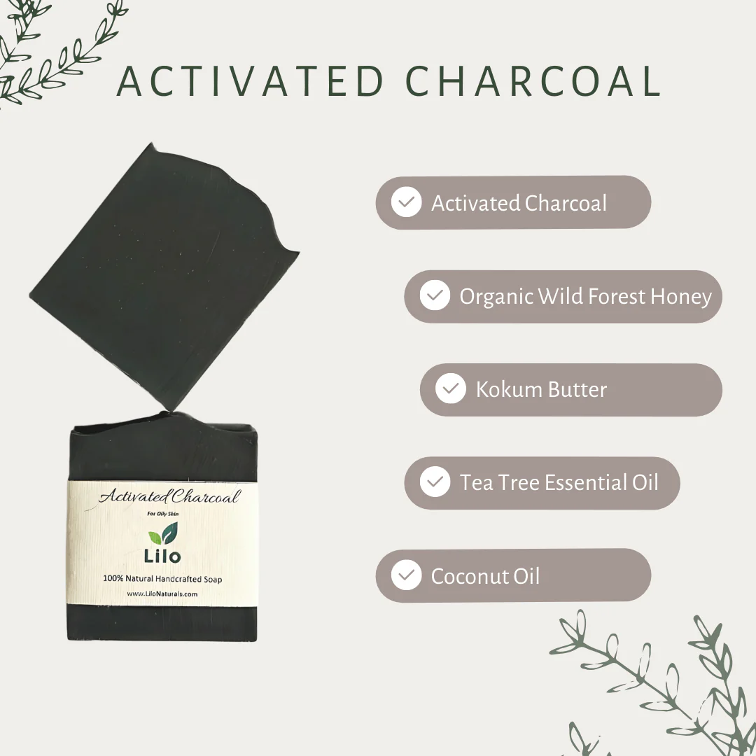 Activated Charcoal Bar Soap for Oily Skin with Honey & Kokum - Image 2