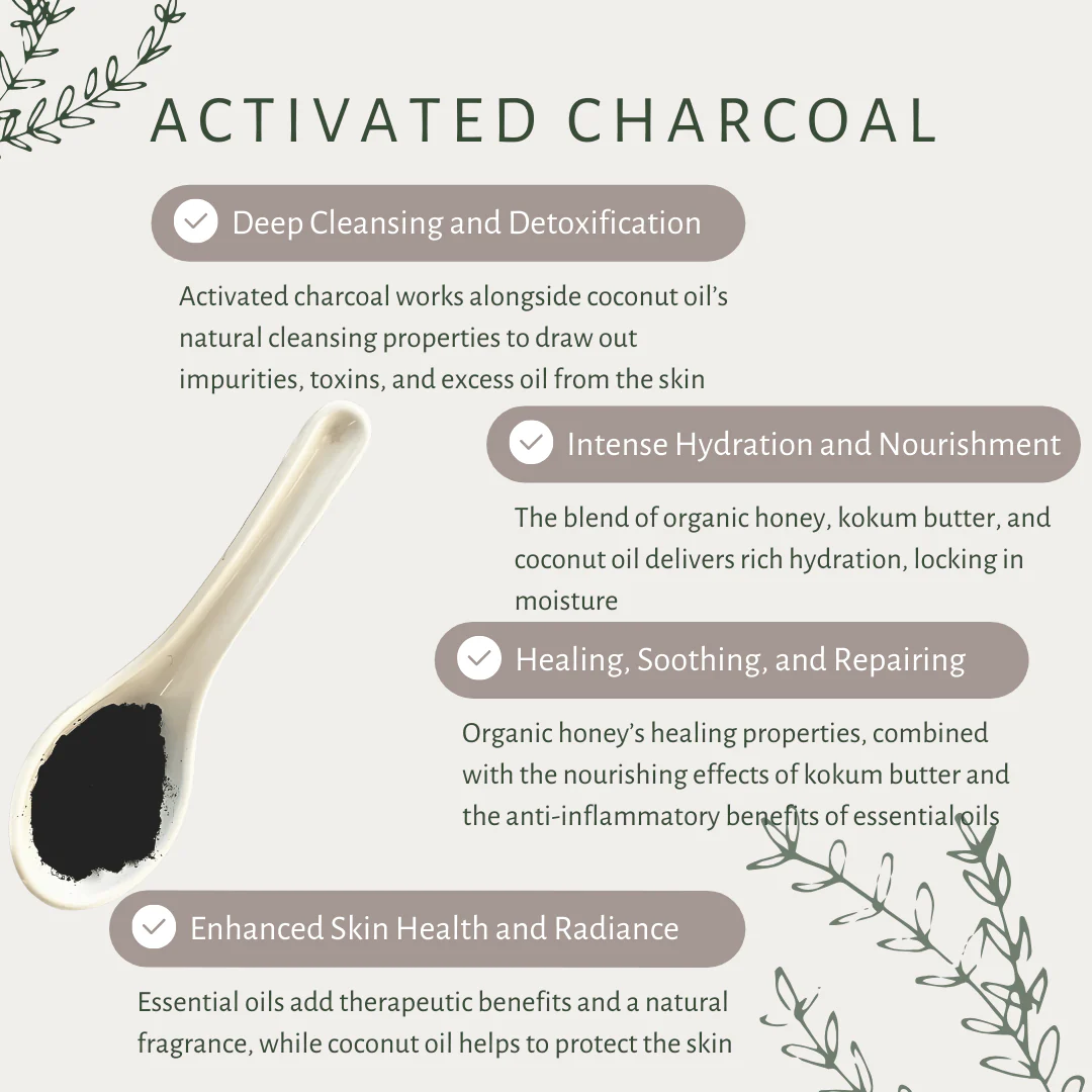Activated Charcoal Bar Soap for Oily Skin with Honey & Kokum - Image 3