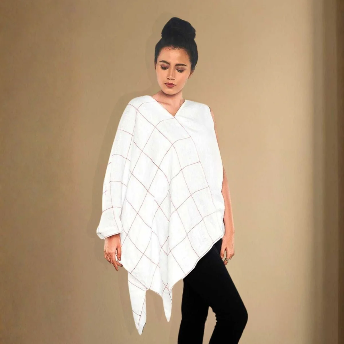 Aivah Top - White Asymmetric Handkerchief Hem in Hemp - Image 2