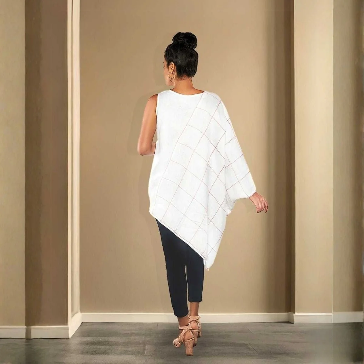Aivah Top - White Asymmetric Handkerchief Hem in Hemp - Image 4
