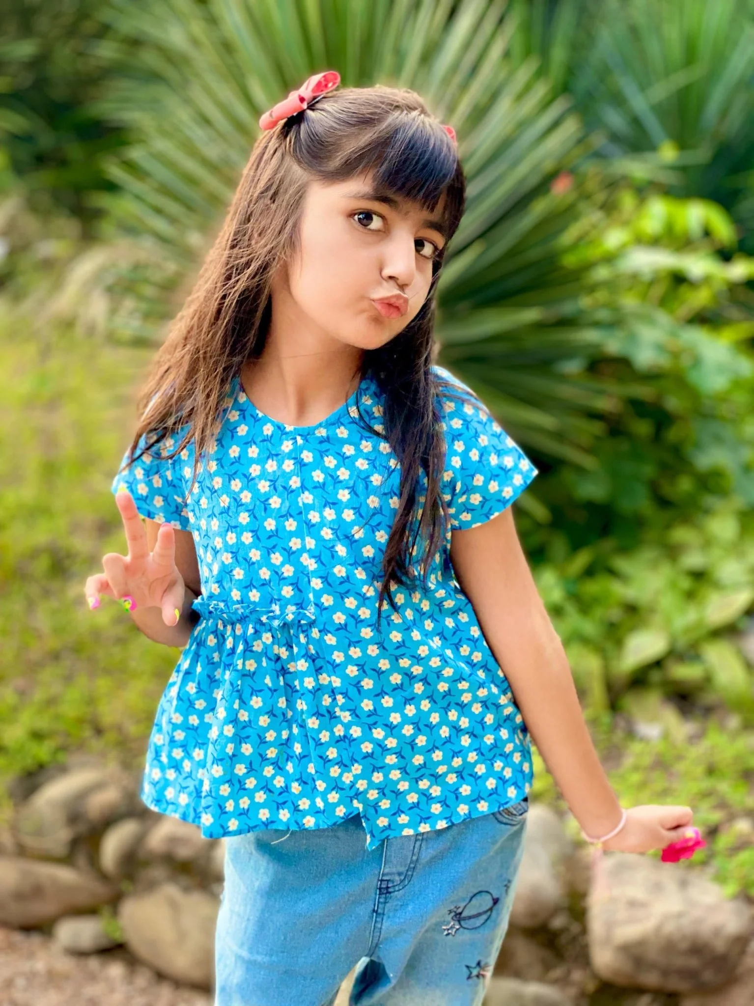All of Me Top I Blue Floral Organic Cotton Top for Girls