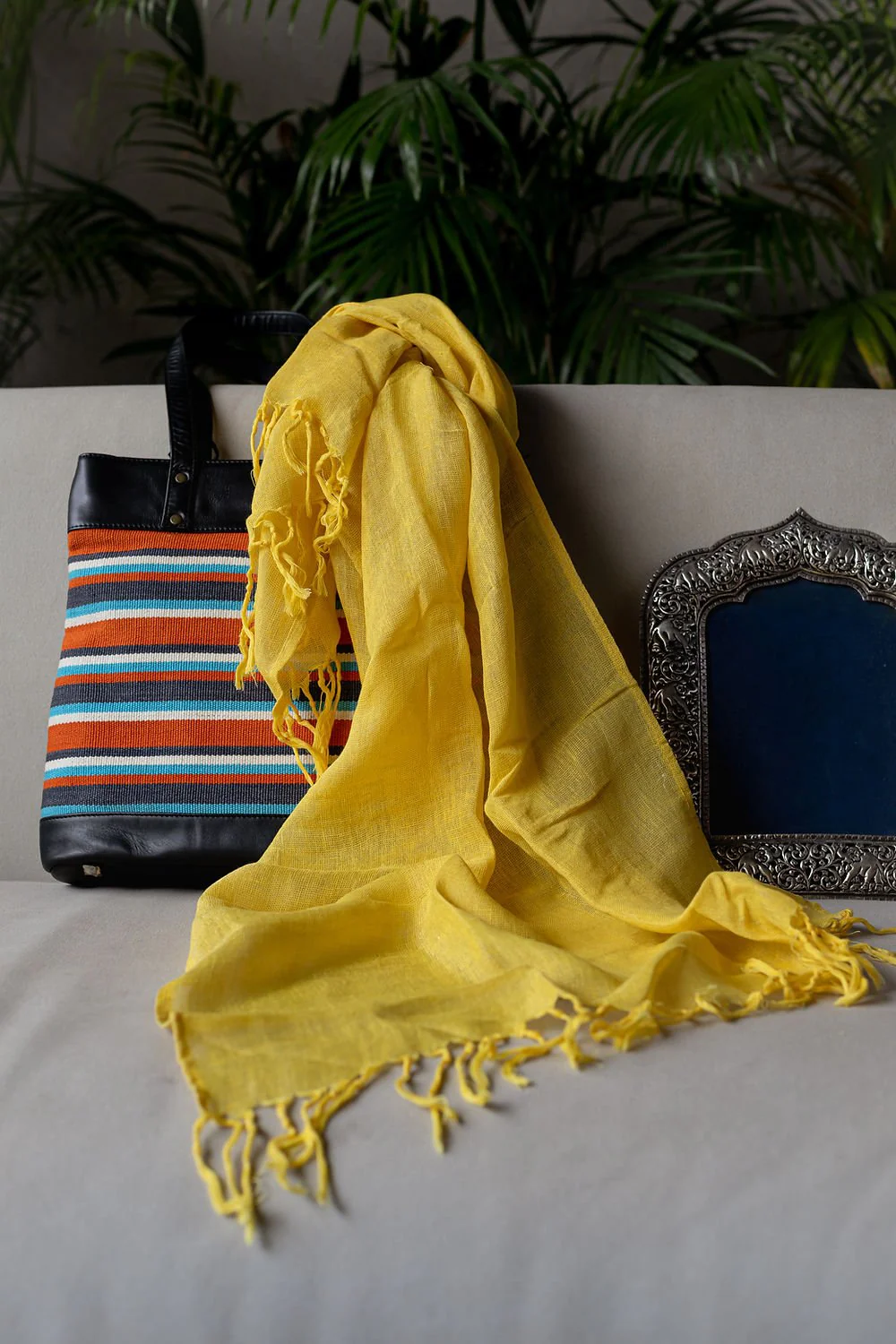 All Season Linen Scarf – Yellow | Lightweight Everyday Wrap for Women