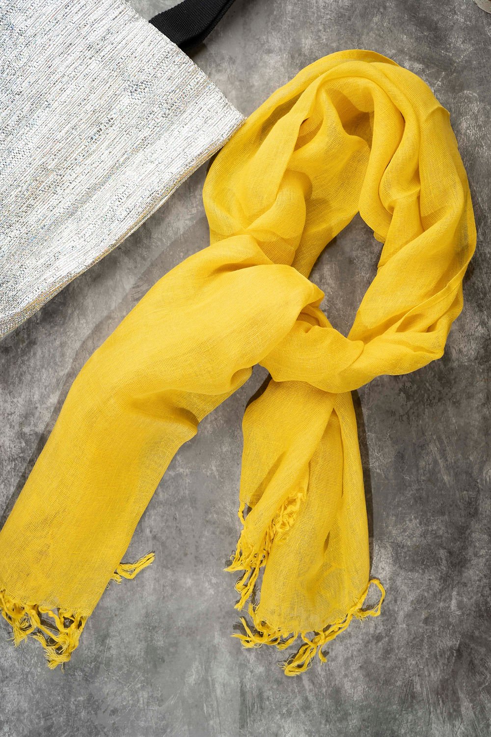 All Season Linen Scarf – Yellow | Lightweight Everyday Wrap for Women - Image 2
