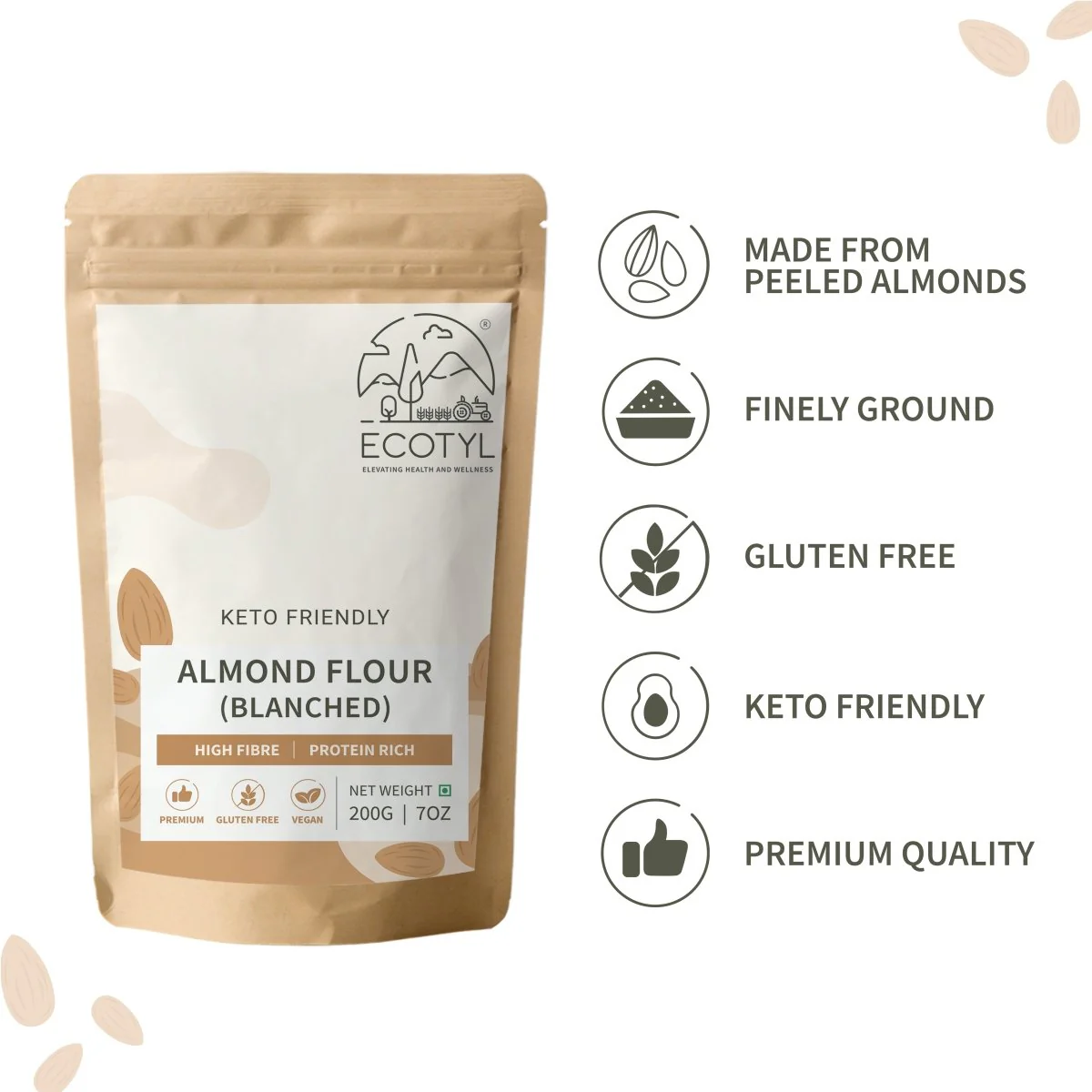 Almond Flour (Blanched) | Gluten Free | Keto Friendly | 200g - Image 3