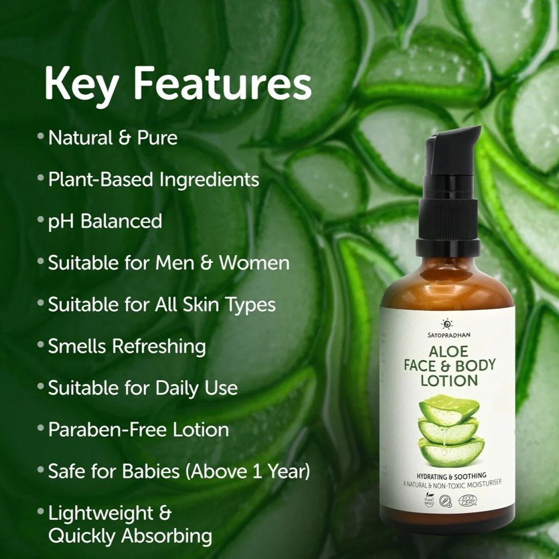 Aloe Face & Body Lotion 100ml | Lightweight & Non Sticky Moisturiser - Image 3