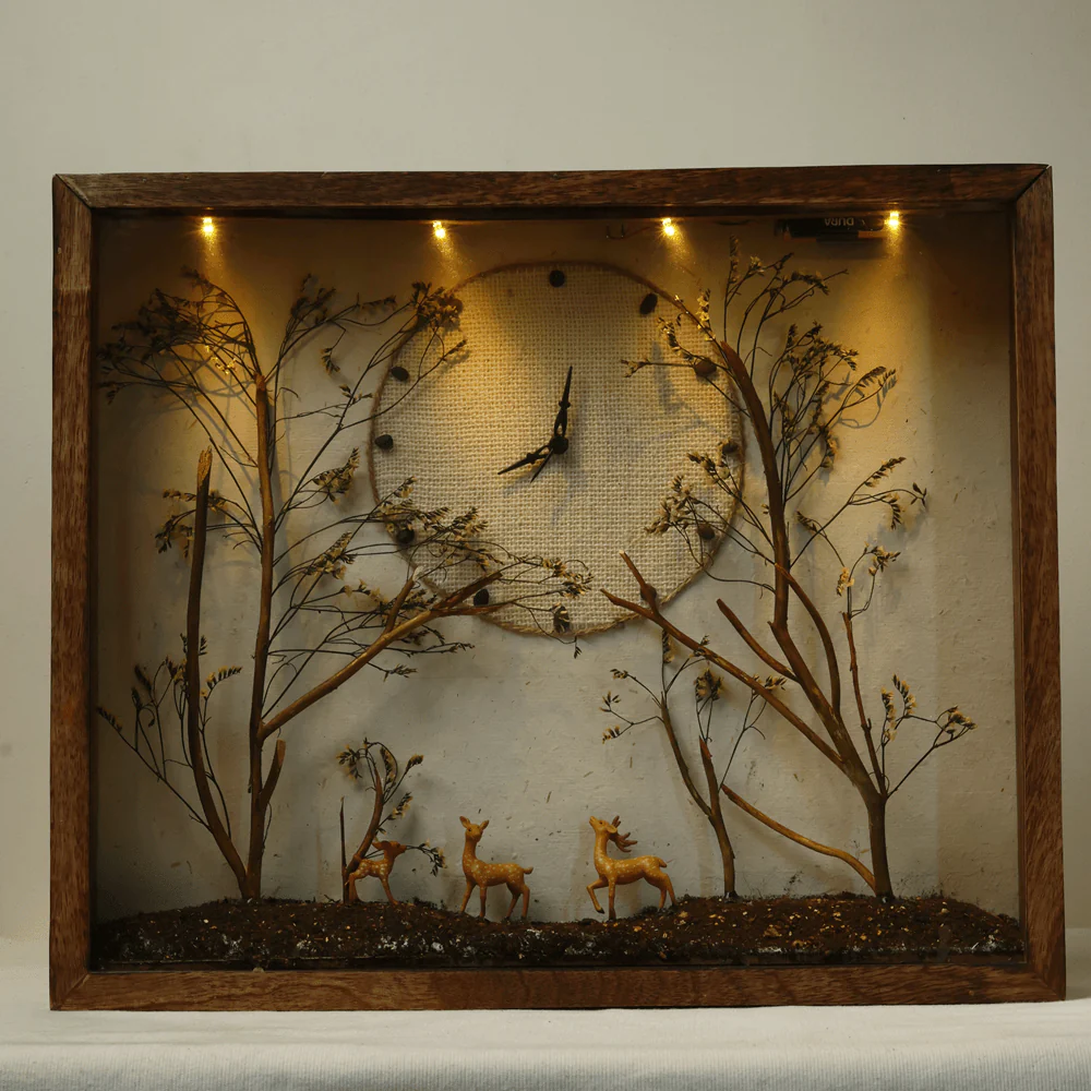 Amber Hour Table Clock | Handcrafted Wooden Desk Clock - Image 2