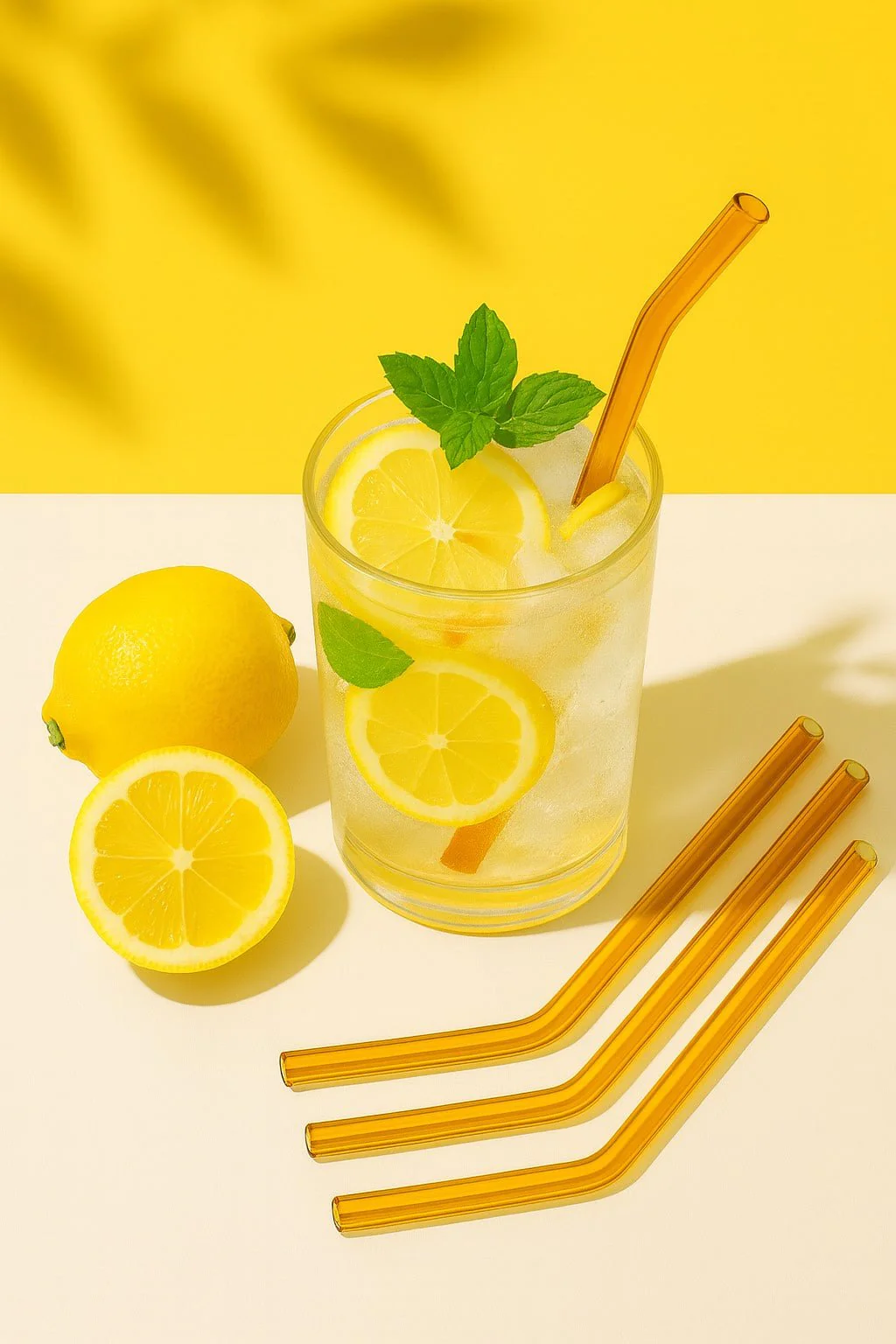 Amber Transparent Glass Straws with Cleaning Brush – Set of 6 - Image 2