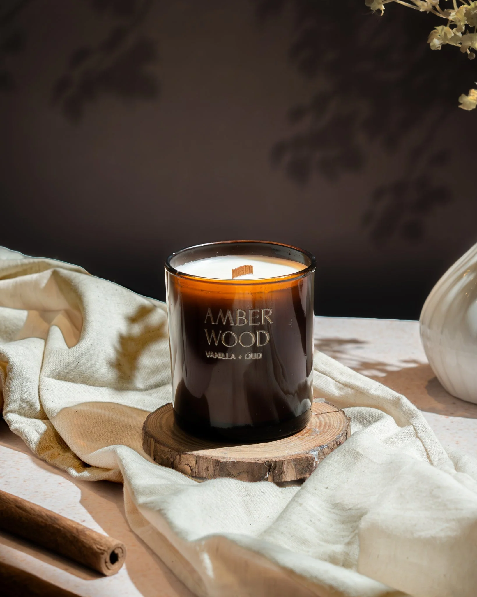 Amber Wood Soy Wax Candle | Warm, Earthy Fragrance
