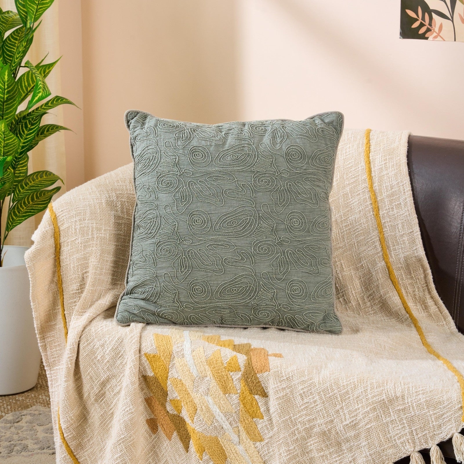 Amoeba Cotton Cushion | Modern Decorative Accent Cushion