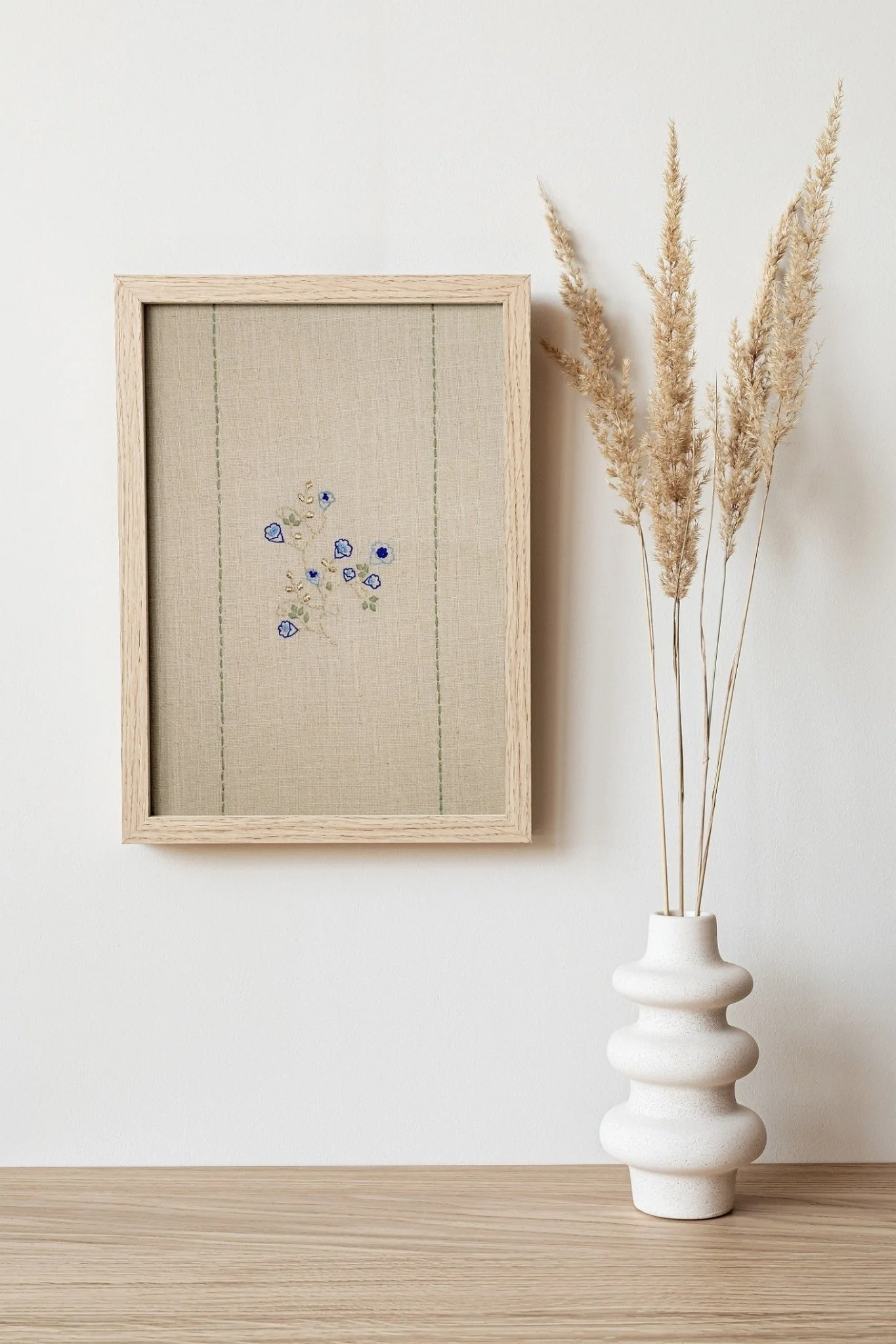 Aparajita Wall Art | Hand-Embroidered Cotton Textile Artwork (Unframed - Image 3