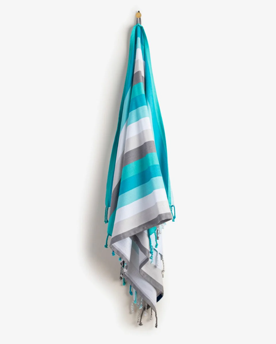Bamboo & Cotton Blend Woven Bath Towel | Aquamarine - Image 4