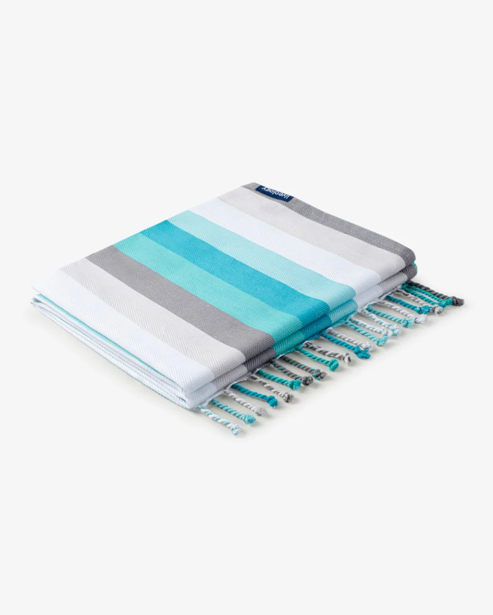 Bamboo & Cotton Blend Woven Bath Towel | Aquamarine - Image 5