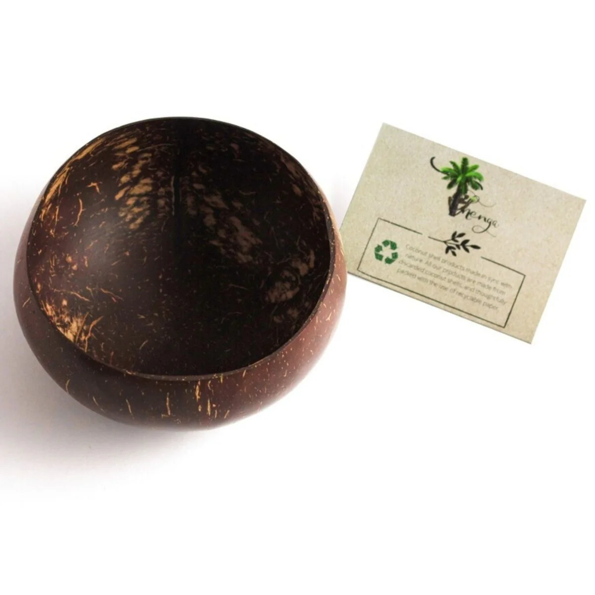 Artisan Jumbo Polished Coconut Bowl with Spoon & Fork - 900 ml - Image 5
