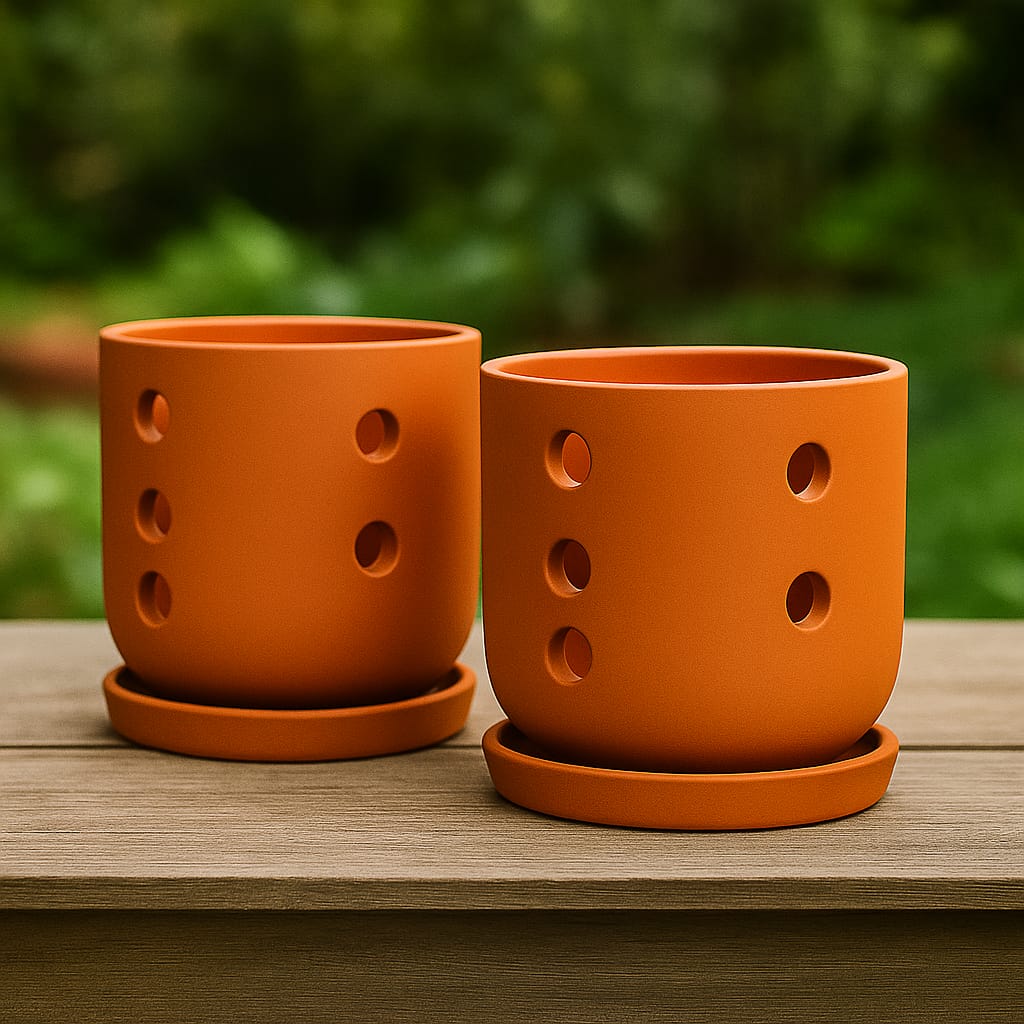 Terracotta Autumn Orchid Planter Small- 4 Inch Pot - Image 10
