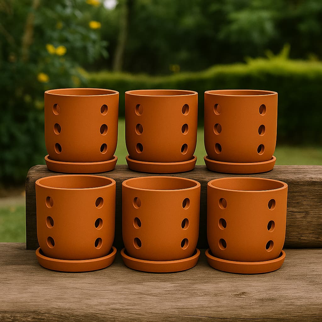 Terracotta Autumn Orchid Planter Small- 4 Inch Pot - Image 12