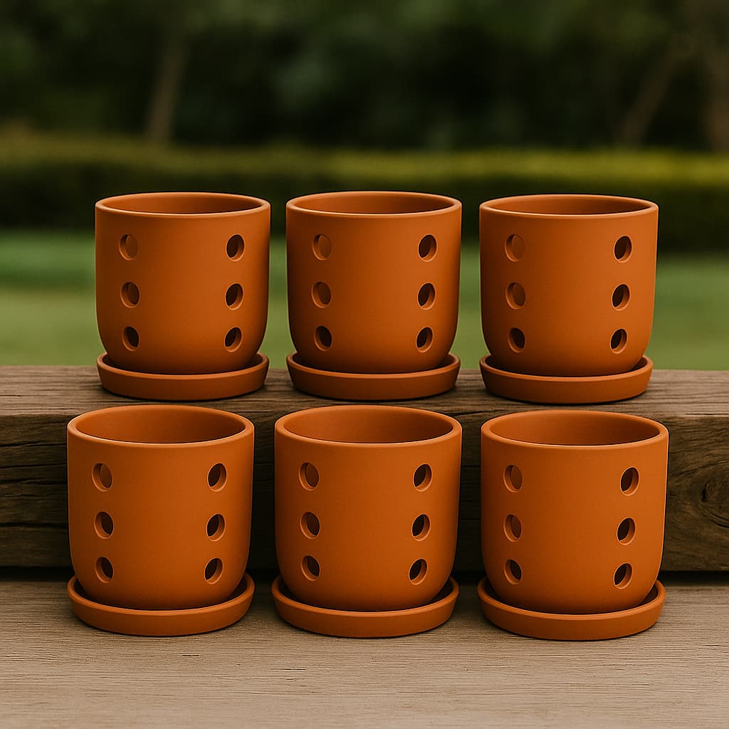 Terracotta Autumn Orchid Planter Small- 4 Inch Pot - Image 13