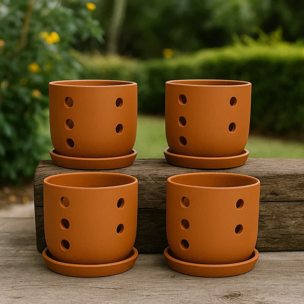Terracotta Autumn Orchid Planter Small- 4 Inch Pot - Image 16