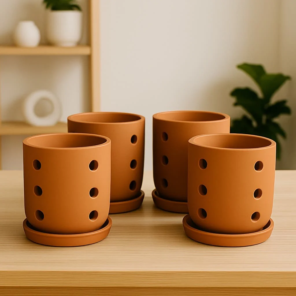 Terracotta Autumn Orchid Planter Small- 4 Inch Pot - Image 18