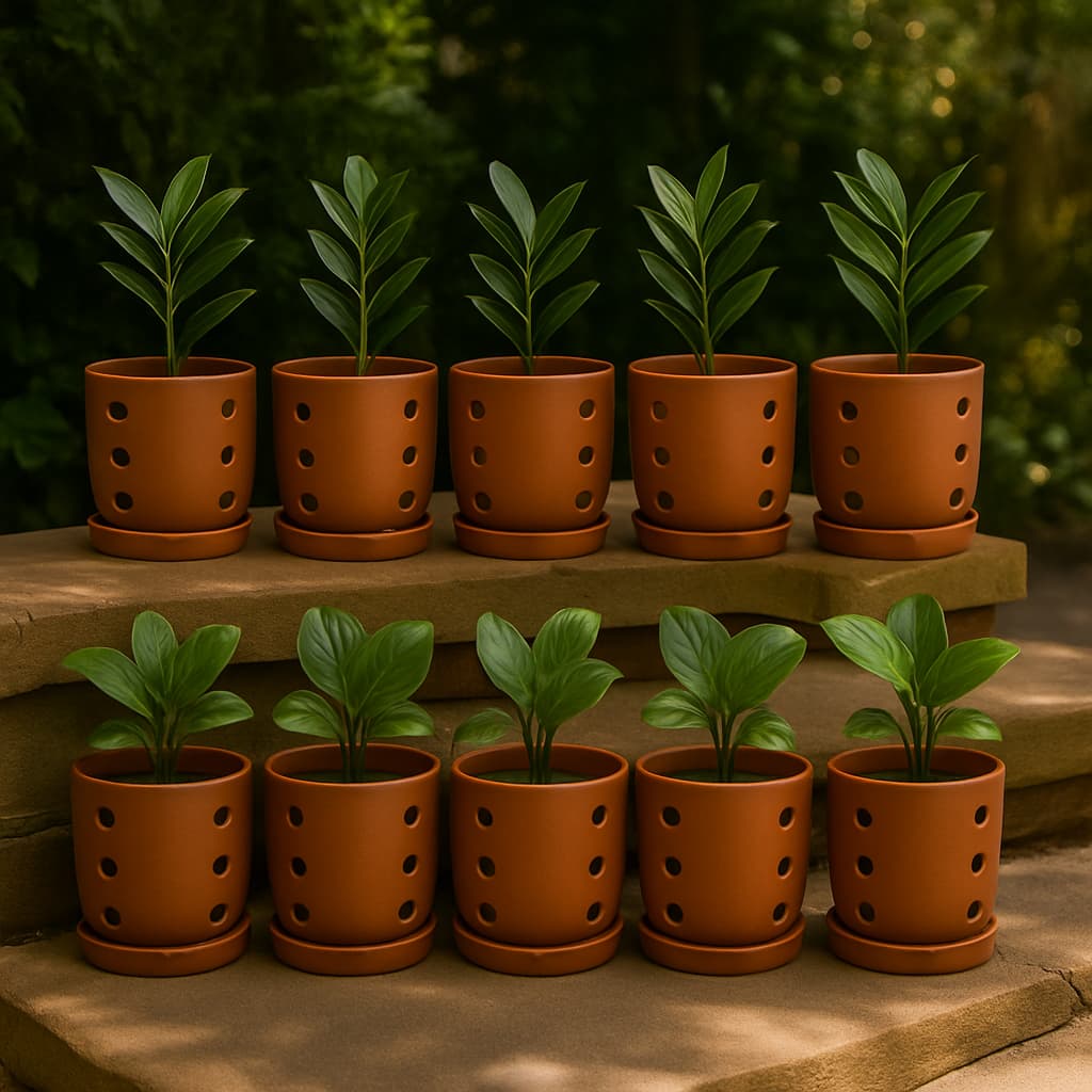 Terracotta Autumn Orchid Planter Small- 4 Inch Pot - Image 23