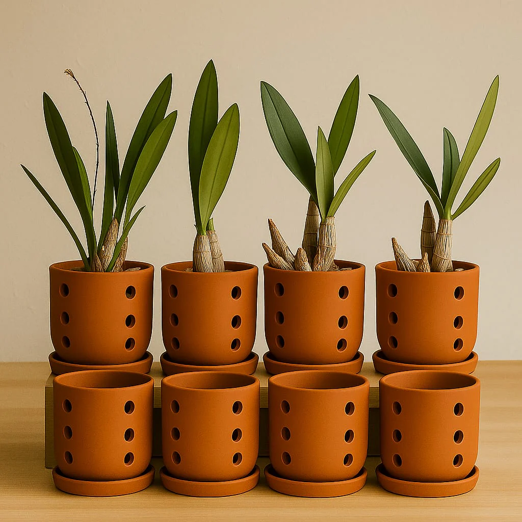Terracotta Autumn Orchid Planter Small- 4 Inch Pot - Image 24