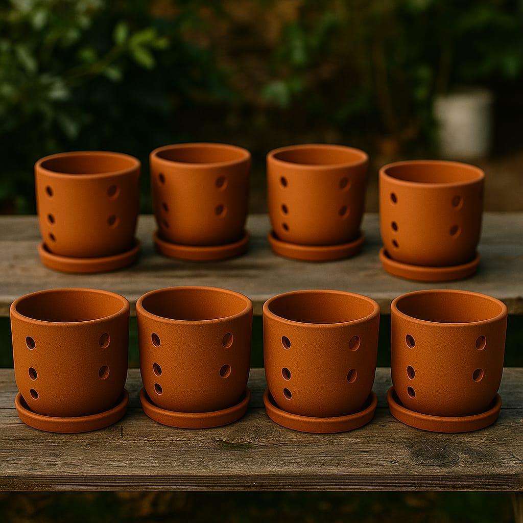 Terracotta Autumn Orchid Planter Small- 4 Inch Pot - Image 25