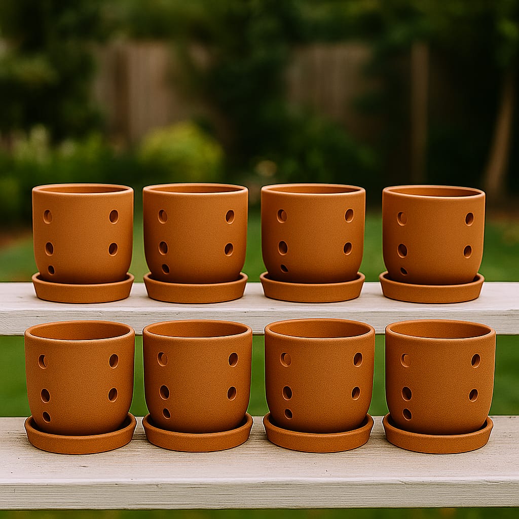 Terracotta Autumn Orchid Planter Small- 4 Inch Pot - Image 26