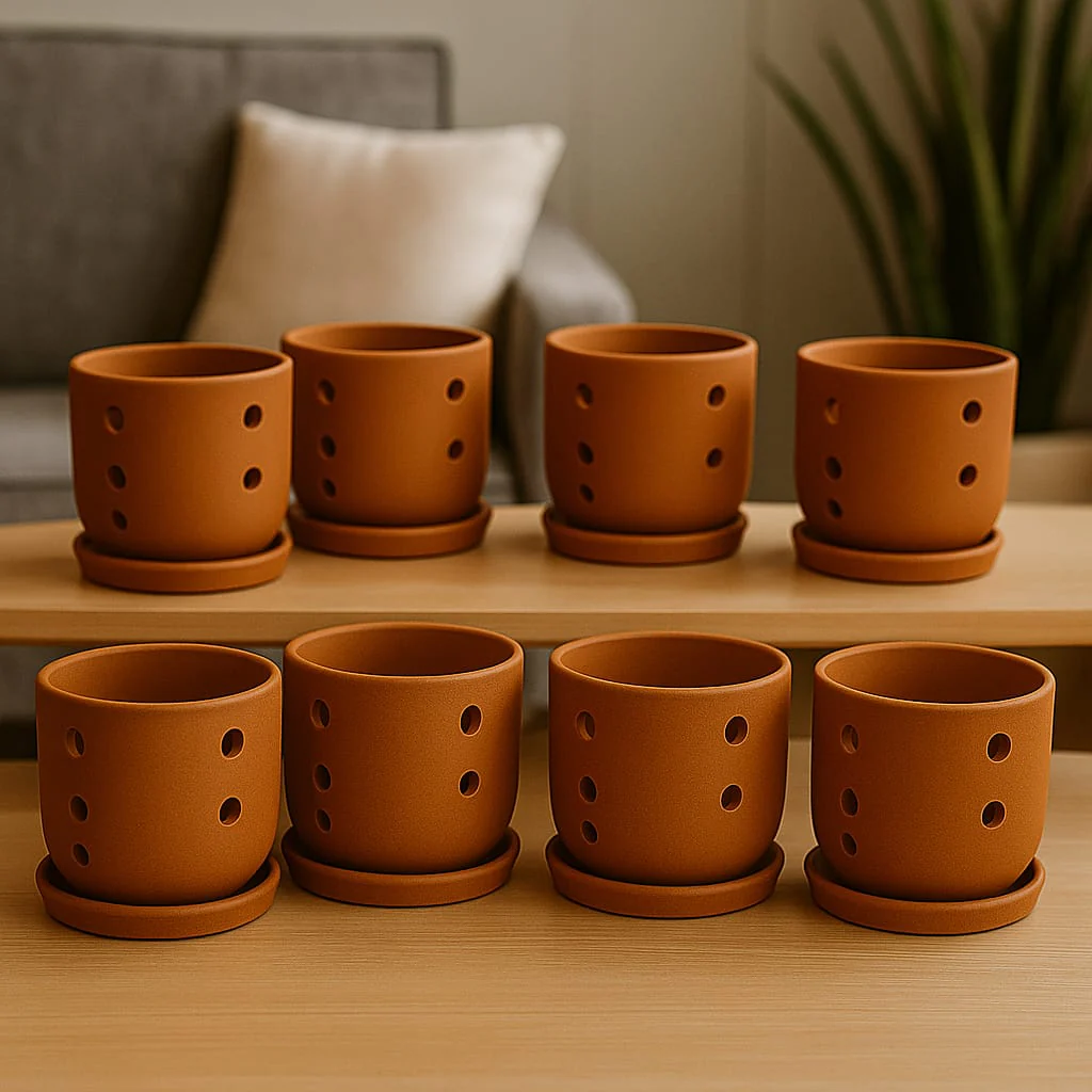 Terracotta Autumn Orchid Planter Small- 4 Inch Pot - Image 27