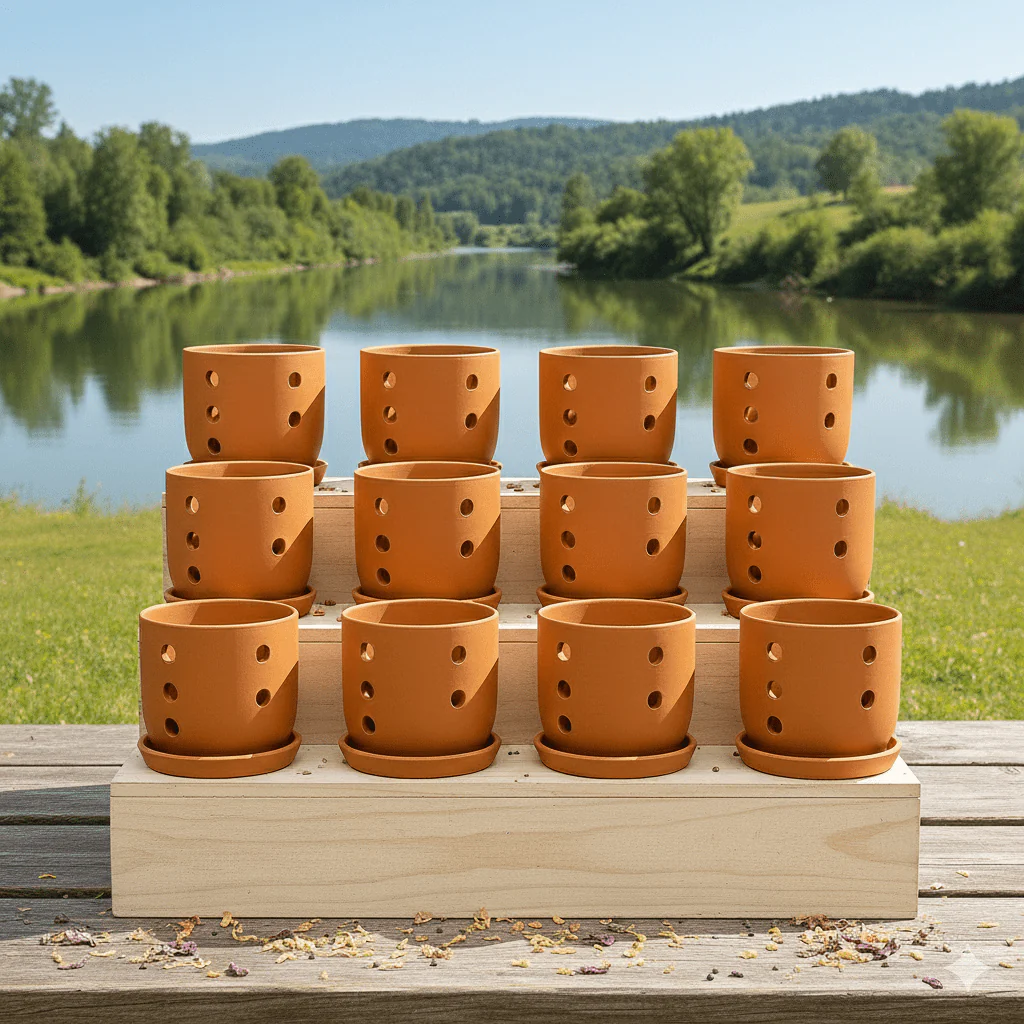 Terracotta Autumn Orchid Planter Small- 4 Inch Pot - Image 4
