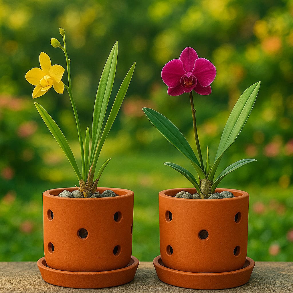 Terracotta Autumn Orchid Planter Small- 4 Inch Pot - Image 7