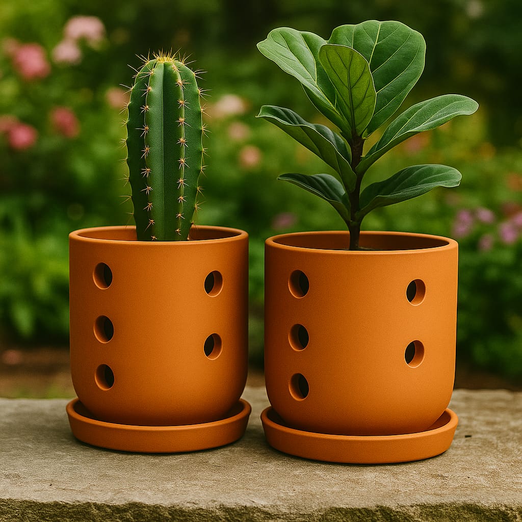 Terracotta Autumn Orchid Planter Small- 4 Inch Pot - Image 9