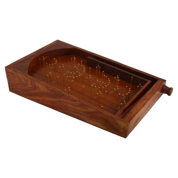 Wooden Handcrafted Traditional Bagatelle Pinball Game (14" X 8" X 3") - Image 4