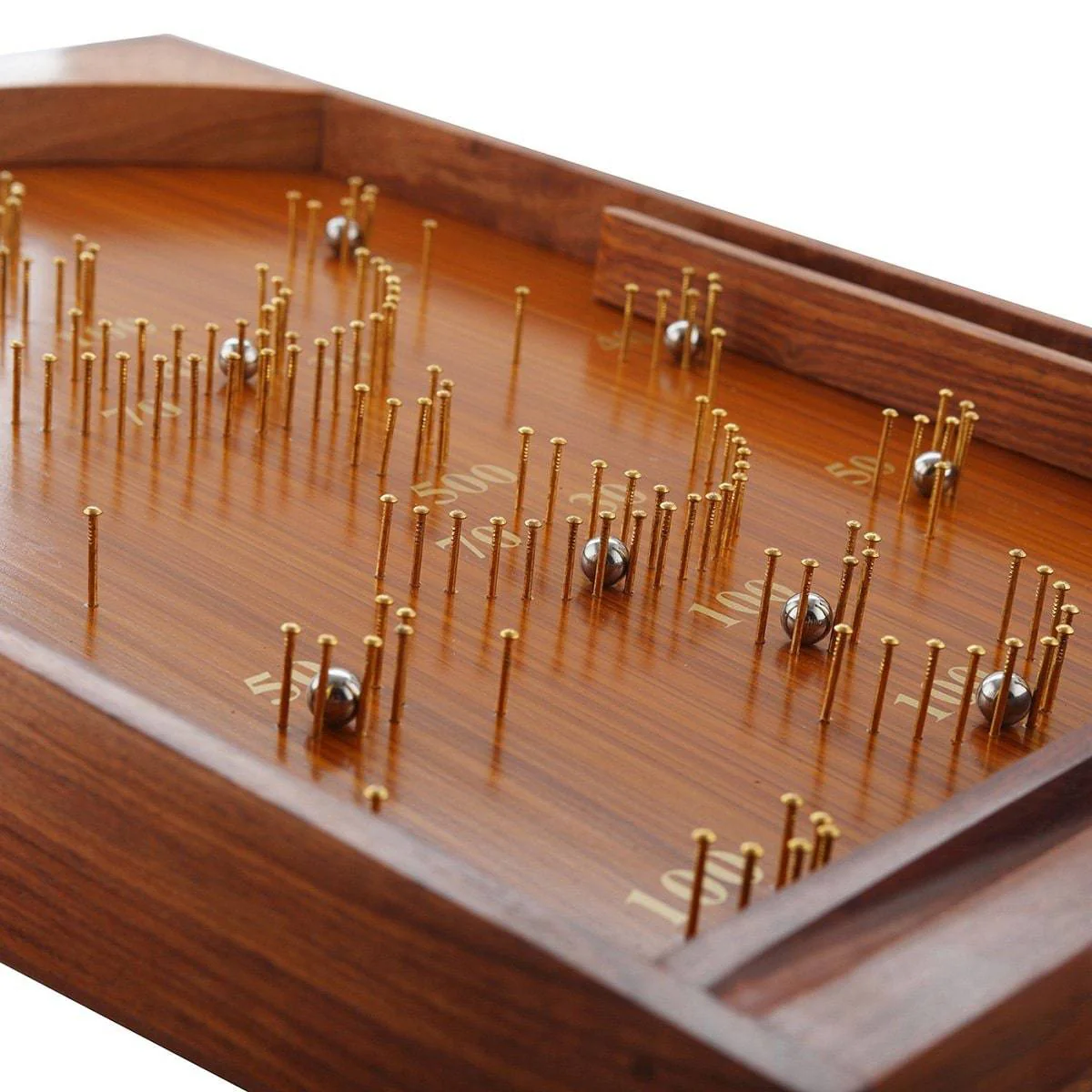 Wooden Handcrafted Traditional Bagatelle Pinball Game (14" X 8" X 3") - Image 7