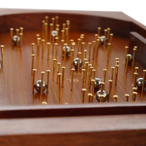 Wooden Handcrafted Traditional Bagatelle Pinball Game (14" X 8" X 3") - Image 9