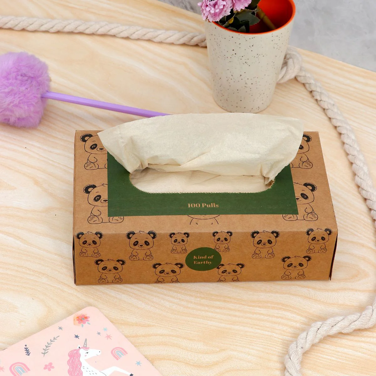 Bamboo Facial Tissue Panda Design Paper Box | 2-Ply | 100 Pulls - Image 3