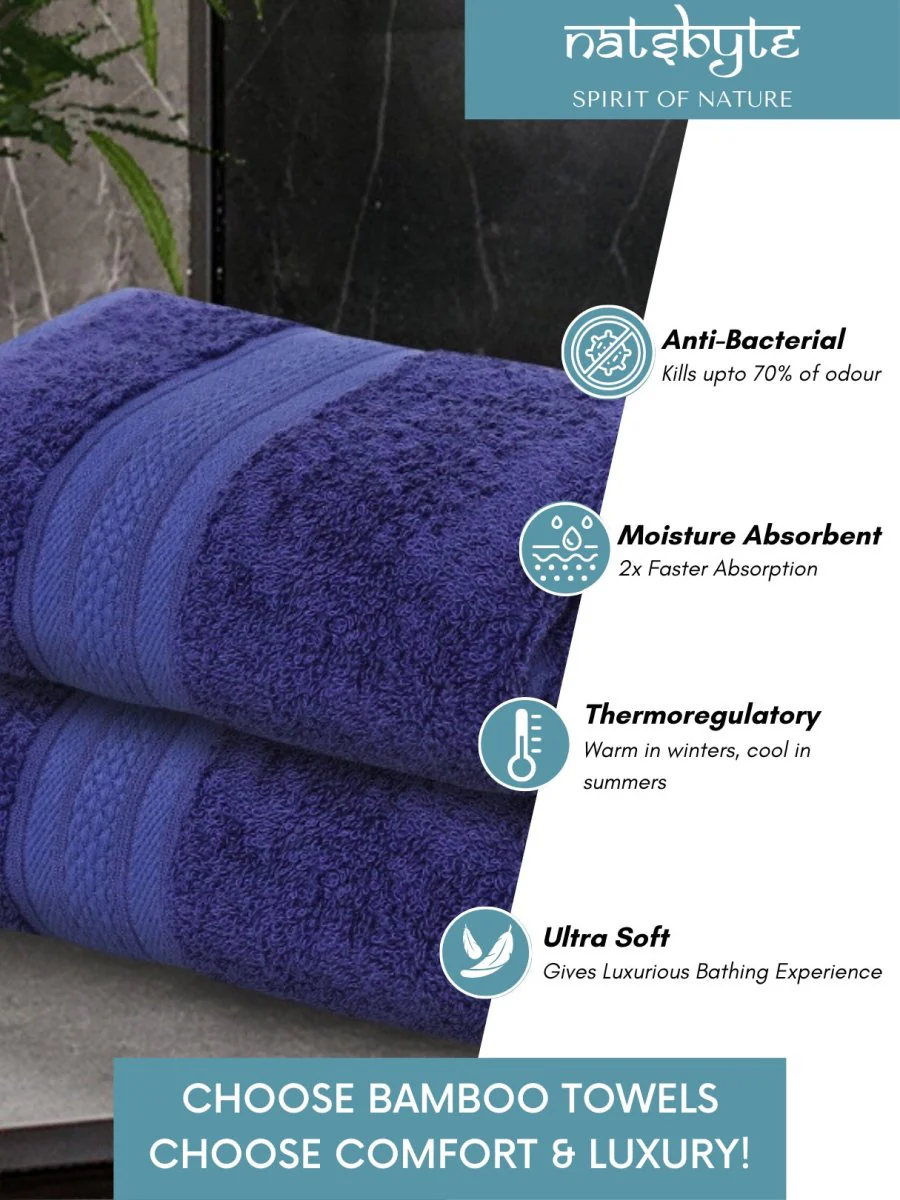 Bamboo Fiber Face Towel  - Blue (Pack of 3) - Image 4